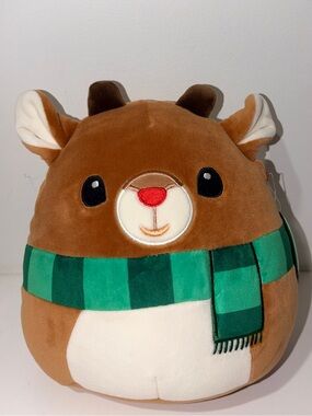 Squishmallow Rudolph Green Scarf Reindeer